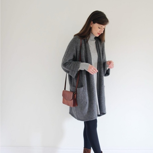 Bare Knitwear Baby Alpaca Coat cardigan in Charcoal Lauren Manoogian OS - Picture 1 of 8